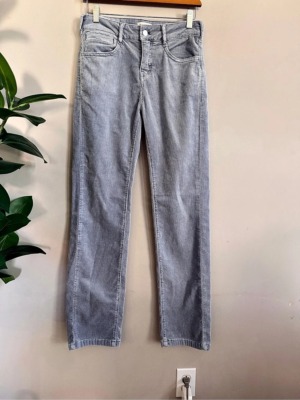 Anthropologie Pilcro Wren Straight Leg Corduroy Pants Gray Blue Size 26